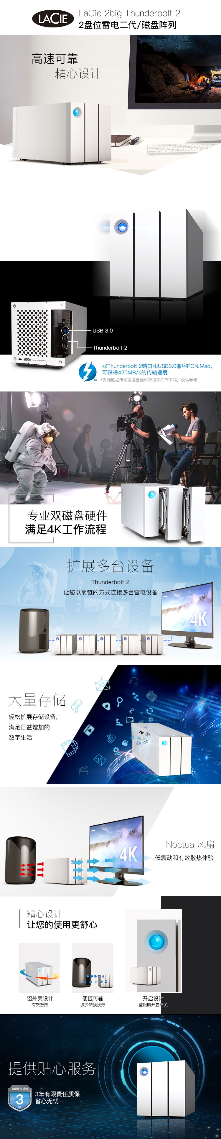 LaCie 2big Thunderbolt 2 雷電 磁盤陣列 16TB